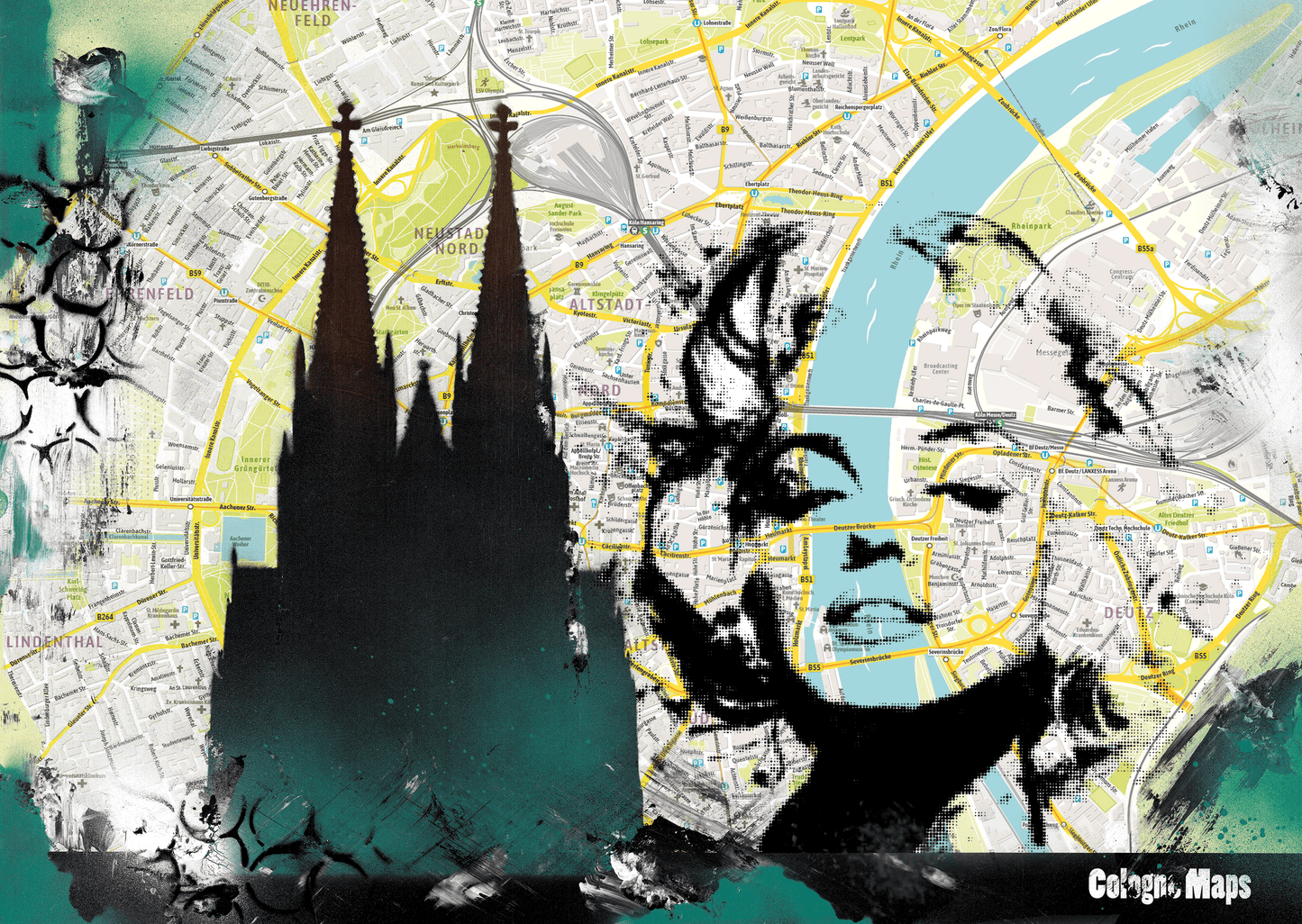 Art City Map "Marilyn visit Cologne" - GEA.24.31 UNIKAT DINA2