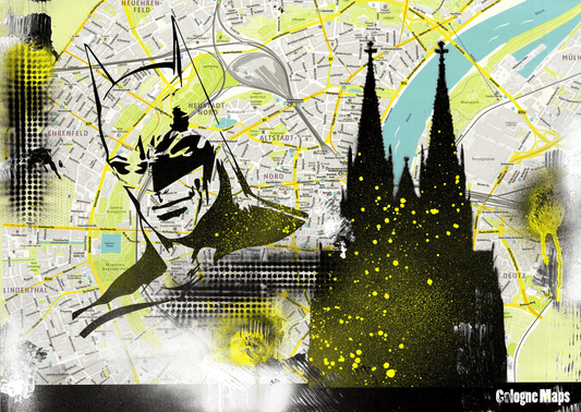 Art City Map "Batman visit Cologne" - GEA.24.3 UNIKAT  DINA2
