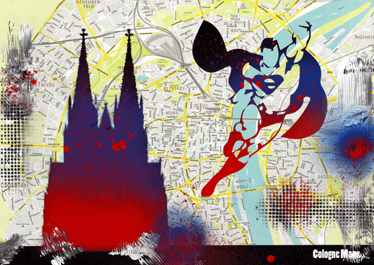 Art City Map "Superman visit Cologne - GEA.24.12 UNIKAT  DINA2