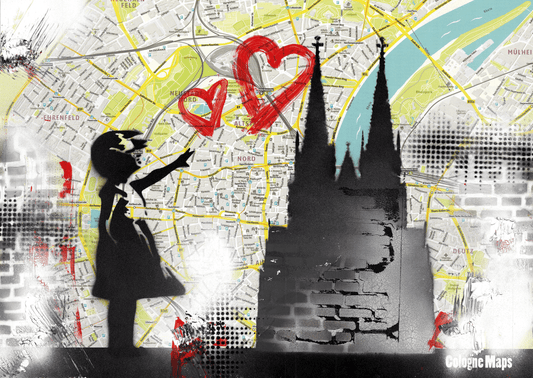 Art City Map "Girl in love with Cologne" - GEA.24.19  UNIKAT  DINA2