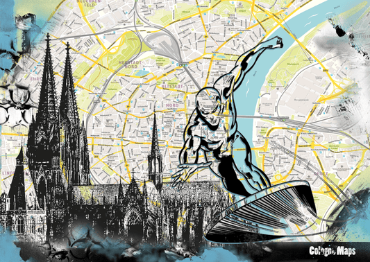 Art City Map "Silver Surfer visit Cologne" - GEA.24.36 UNIKAT DINA2