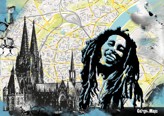 Art City Map "Bob Marley visit Cologne" - GEA.24.41 UNIKAT DINA2
